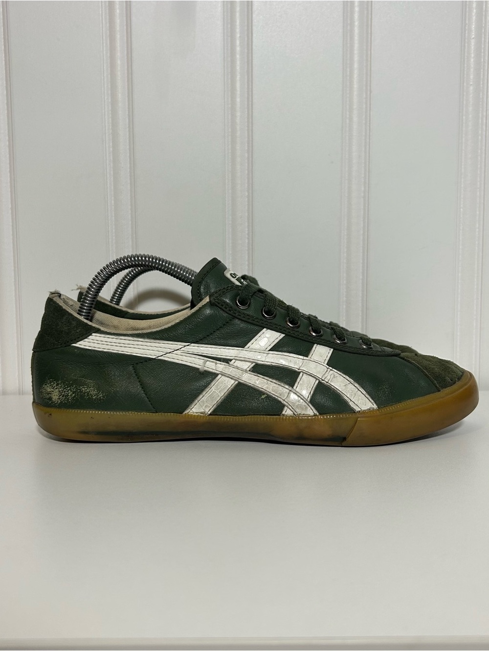 Onitsuka Tiger by Asics Low-Profile Sneaker in Dark Green and White leather gum